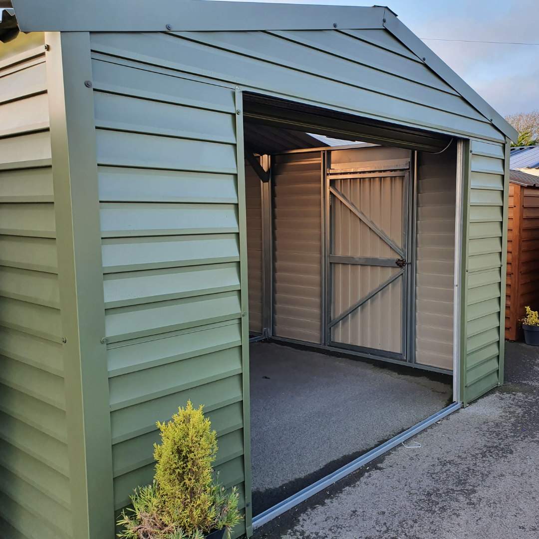 Olive Green PVC coated steel shed