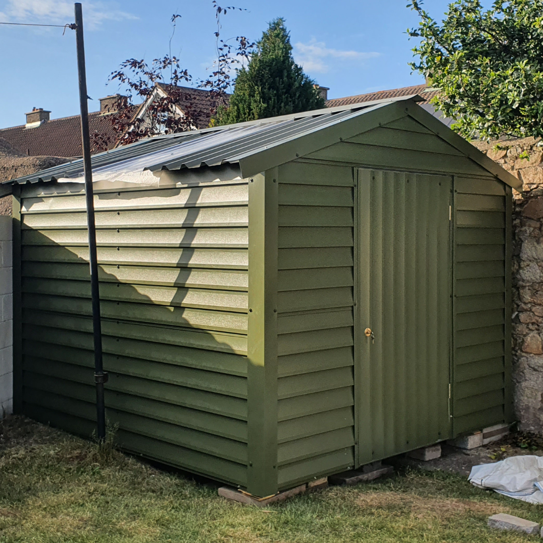 Olive Green PVC coated steel shed