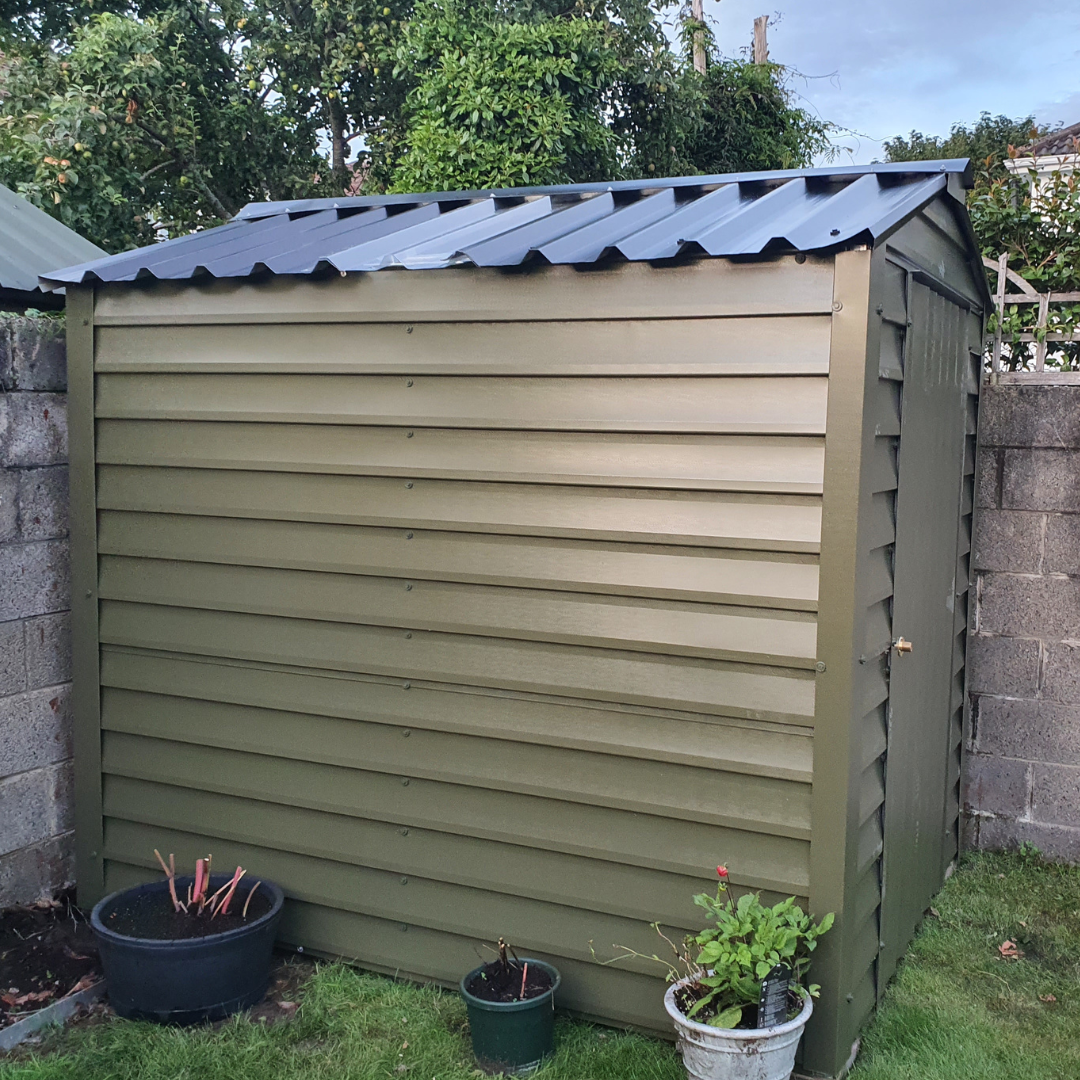 Olive Green PVC coated steel shed