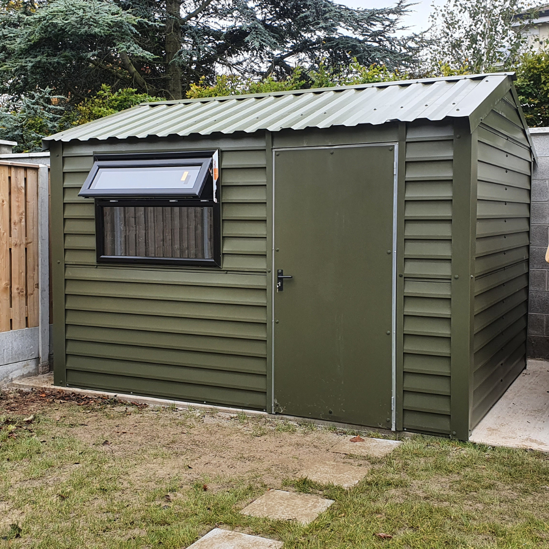 Olive Green PVC coated steel shed