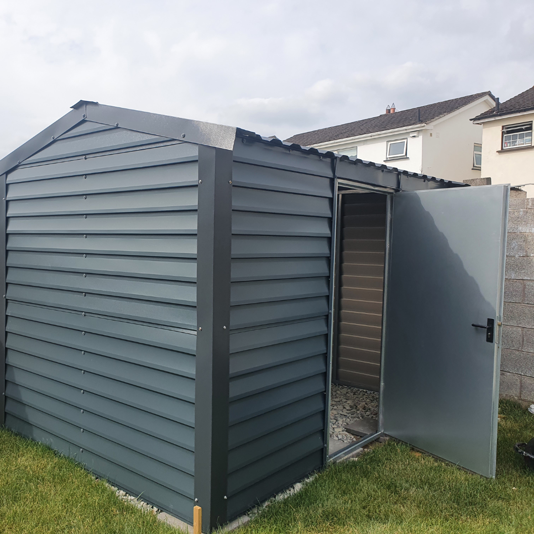 Slate Grey PVC coated steel shed