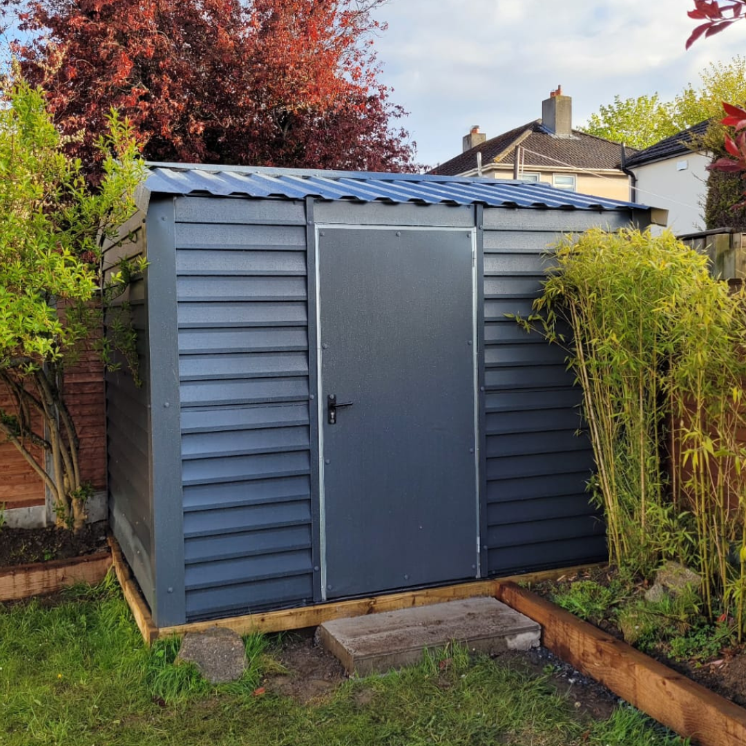 Slate Grey PVC coated steel shed