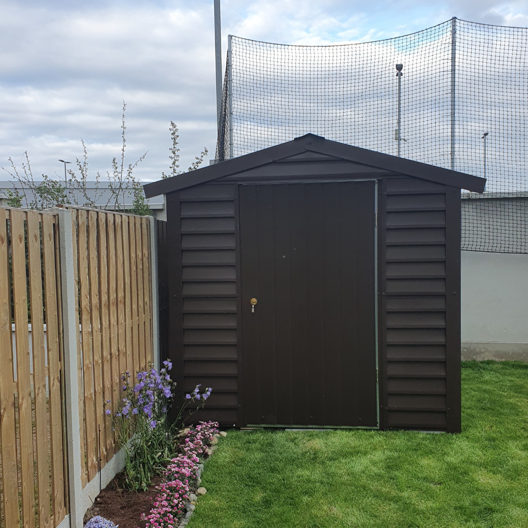 Brown PVC coated steel shed