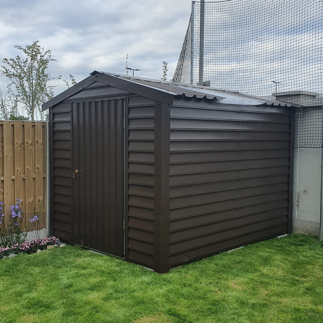 Brown PVC coated steel shed